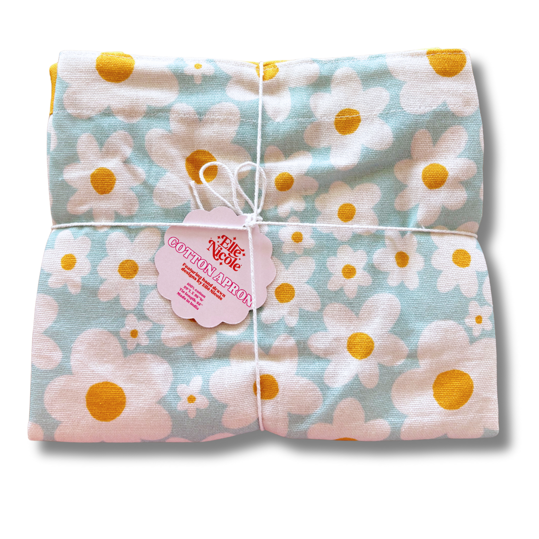 100% Cotton Apron - Blue Daisy