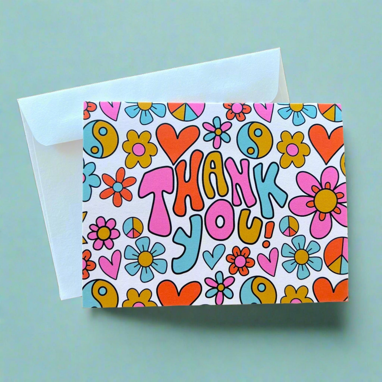Greeting Card - Funky Floral 'Thank You'