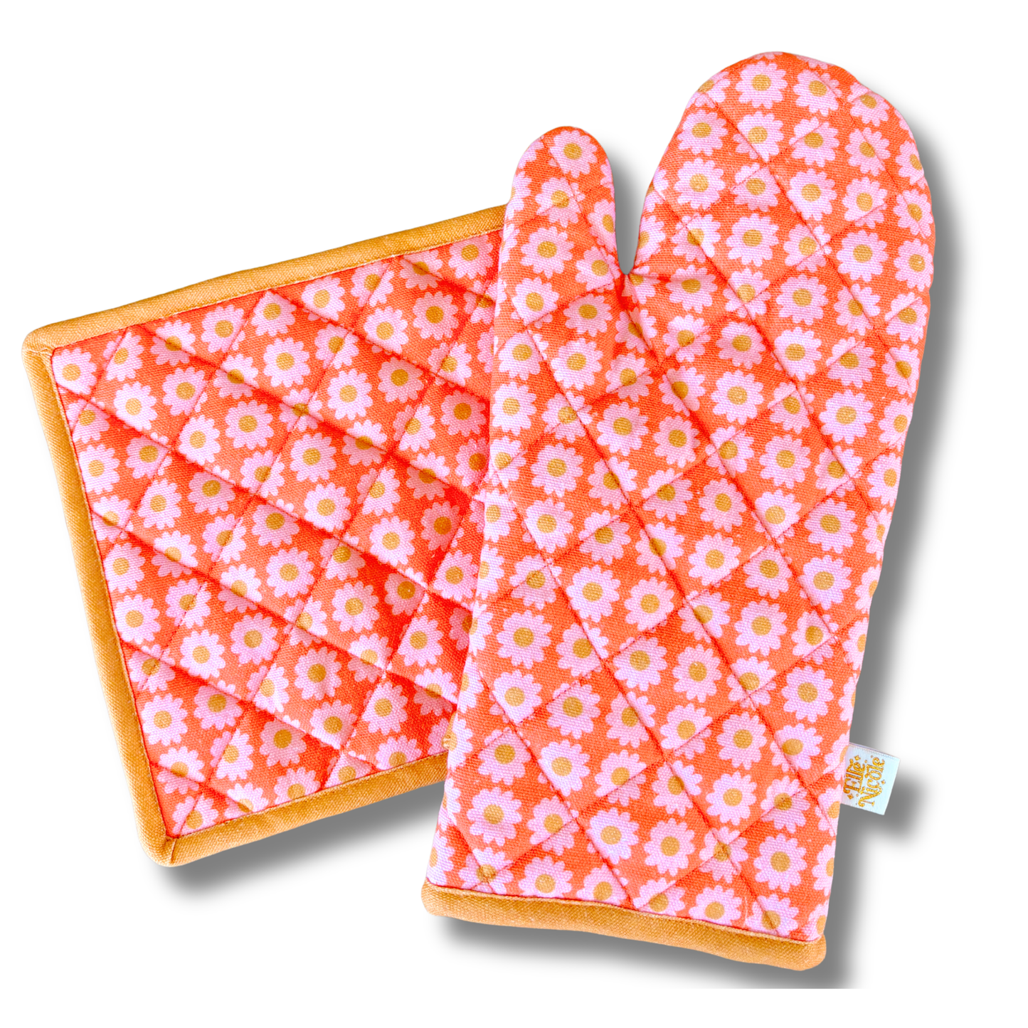 Oven Mitt + Pot holder Set - Boho Daisy