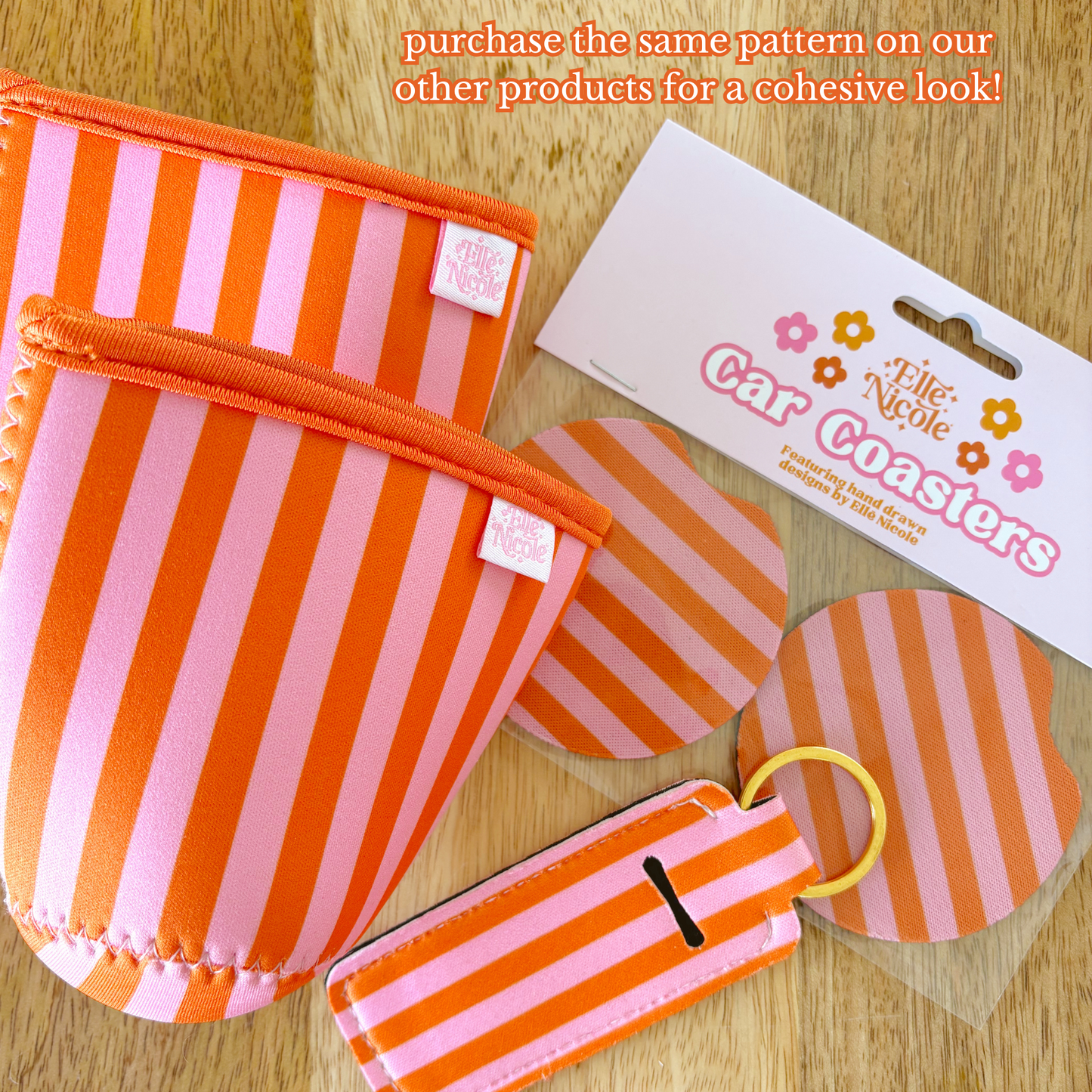 Coffee Cup Cover - Pink & Red - Iced Drink Sleeve