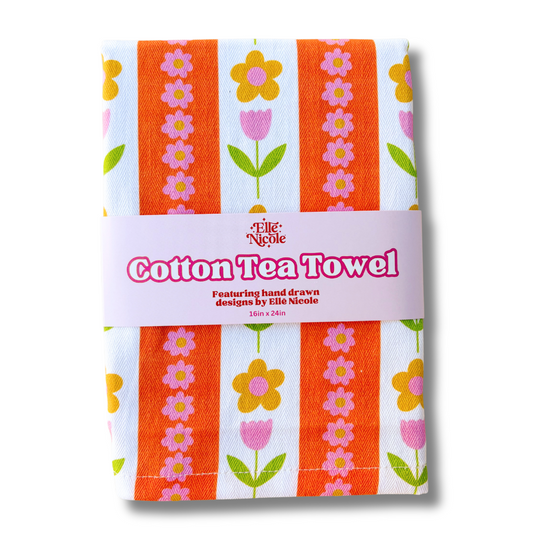 Cotton Tea Towel - Tulip Stripes