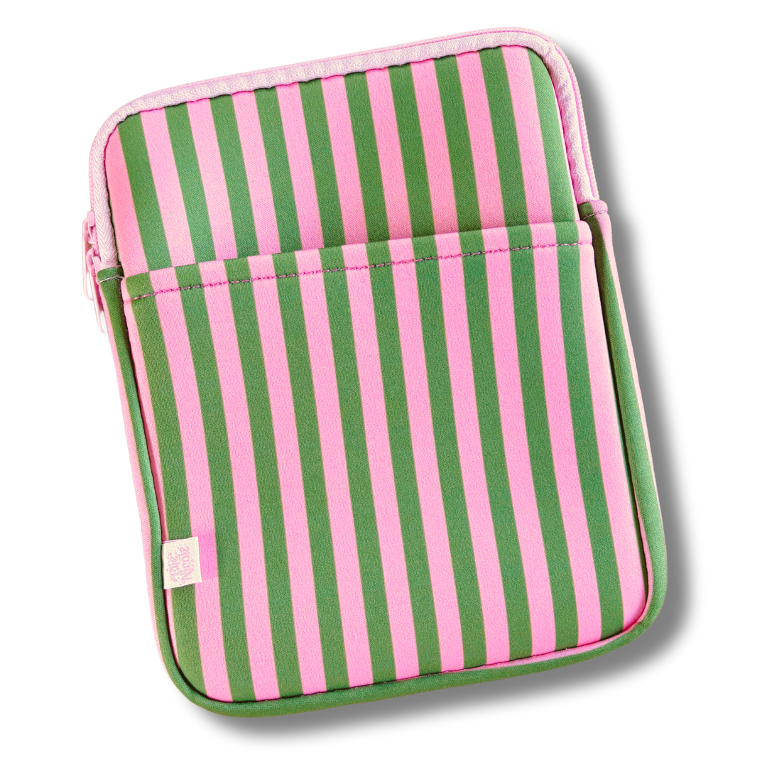 E-reader / Tablet Sleeve - Pink & Green Stripes
