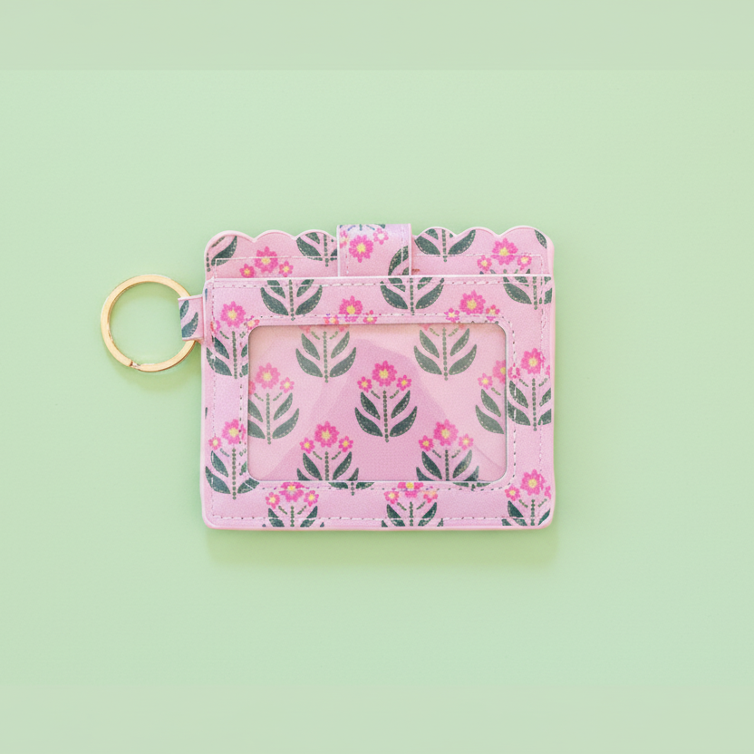 Keychain Wallet - Whimsy Floral Block Print