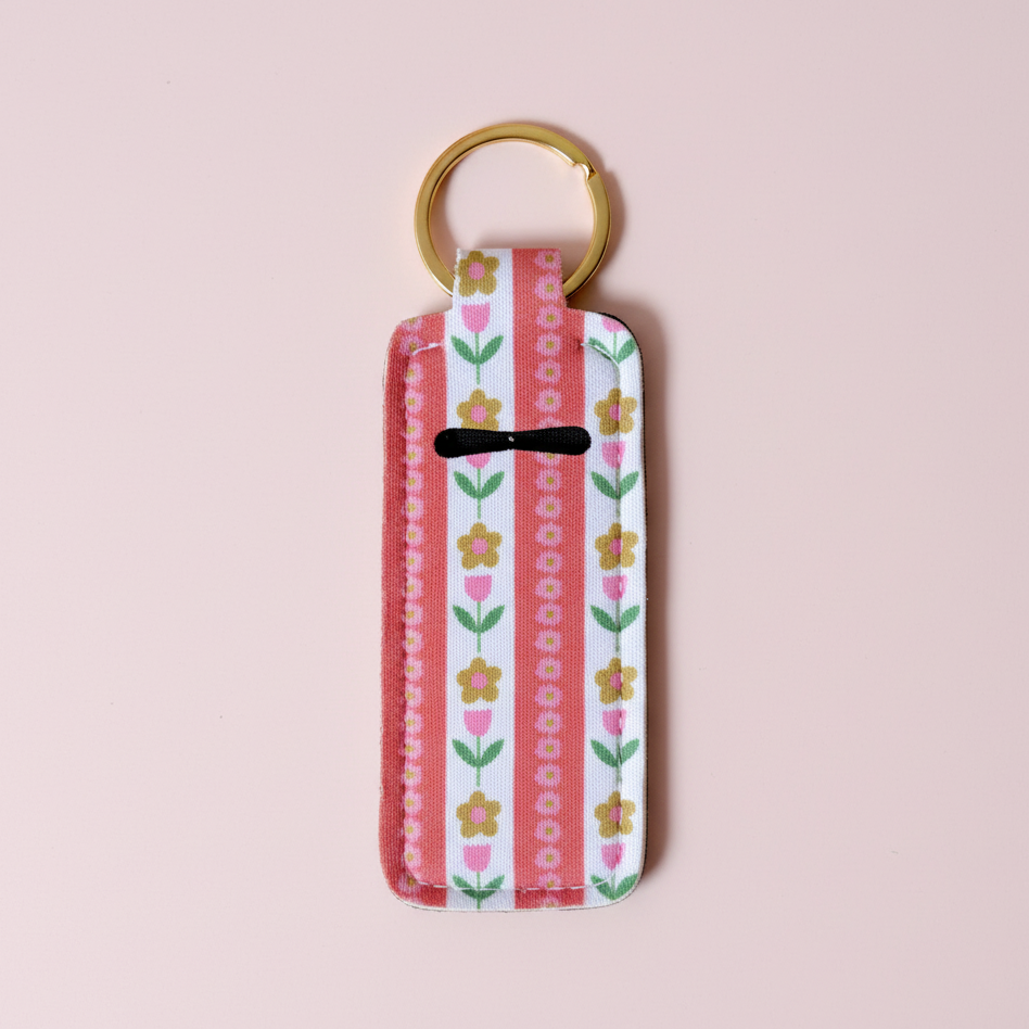 Lip Balm Keychain Holder - Tulip Stripes