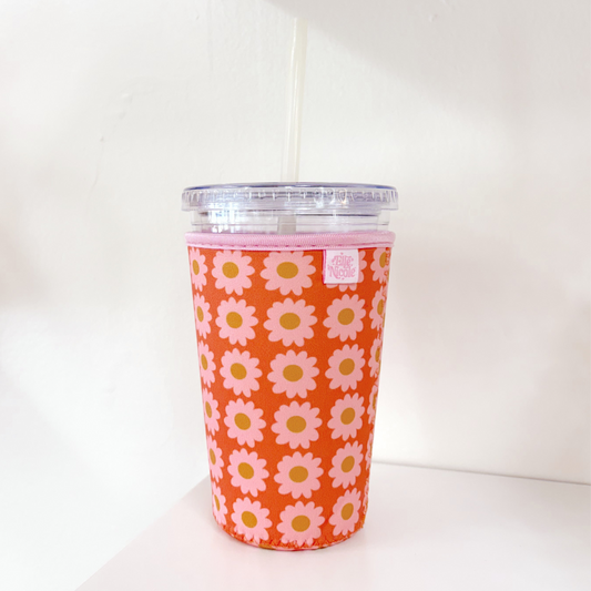 Coffee Cup Cover -  Boho Florals - Iced Drink Sleeve