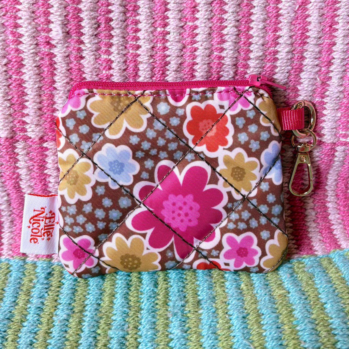 Quilted Coin Purse Keychain - Caroline Cosmos