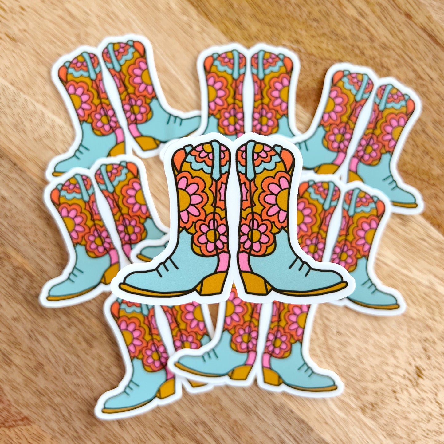 Floral Cowgirl Boots Sticker