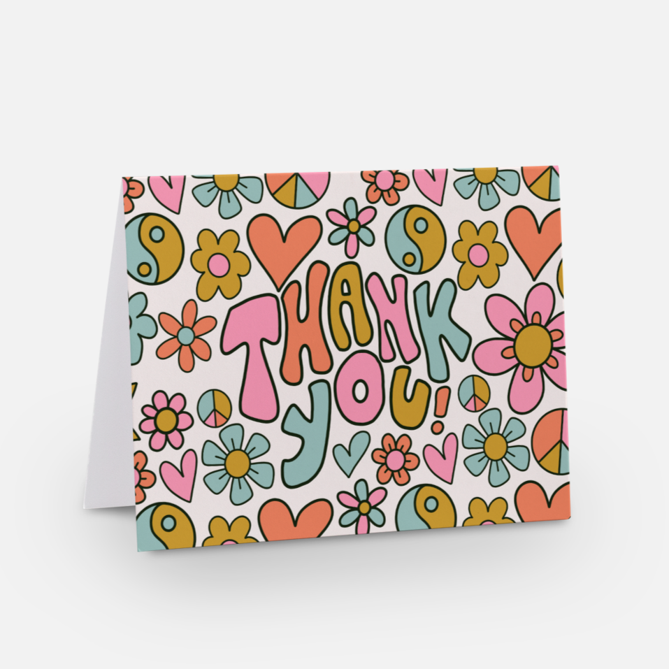 Greeting Card - Funky Floral 'Thank You'