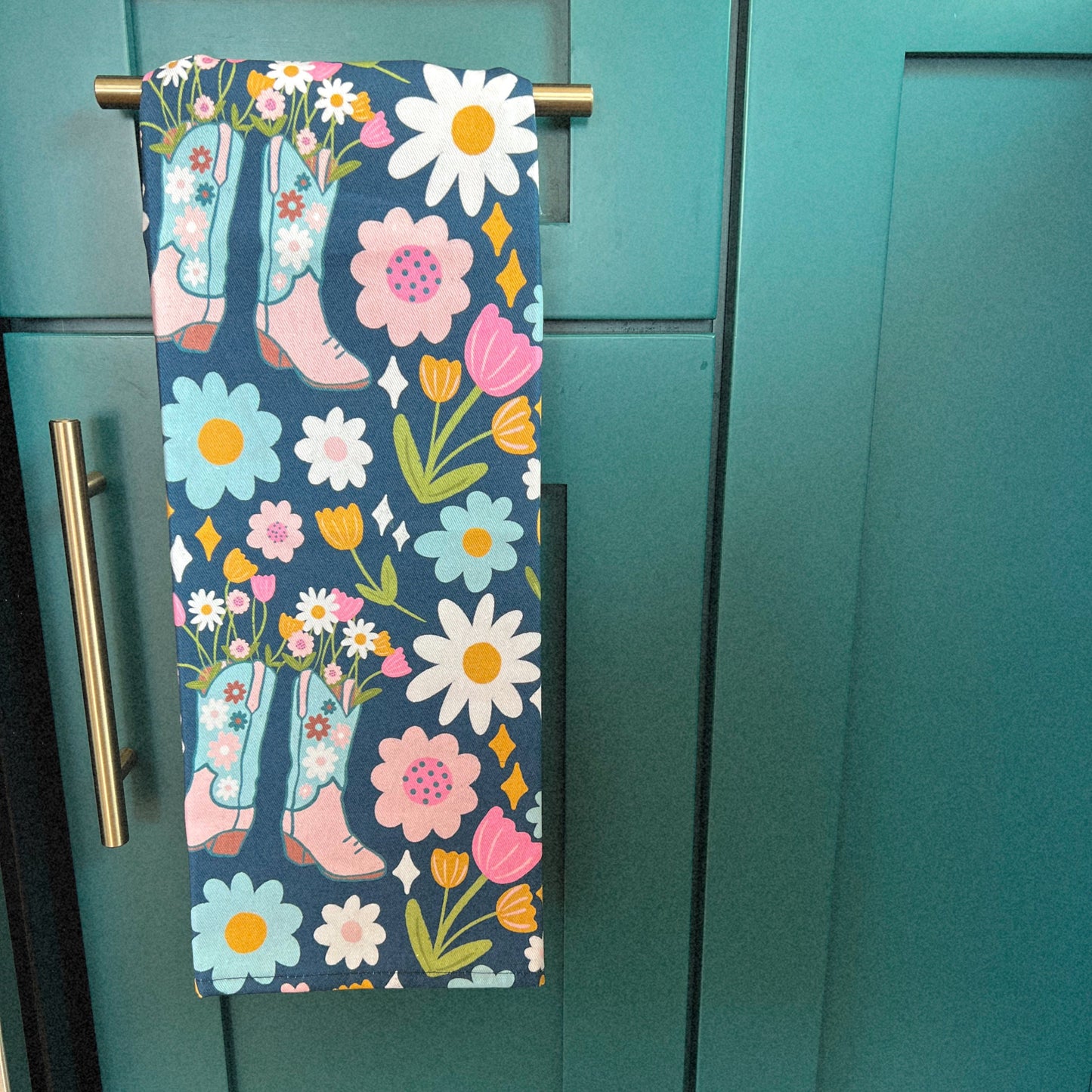 Cotton Tea Towel - Boots & Bouquets *new and improved*
