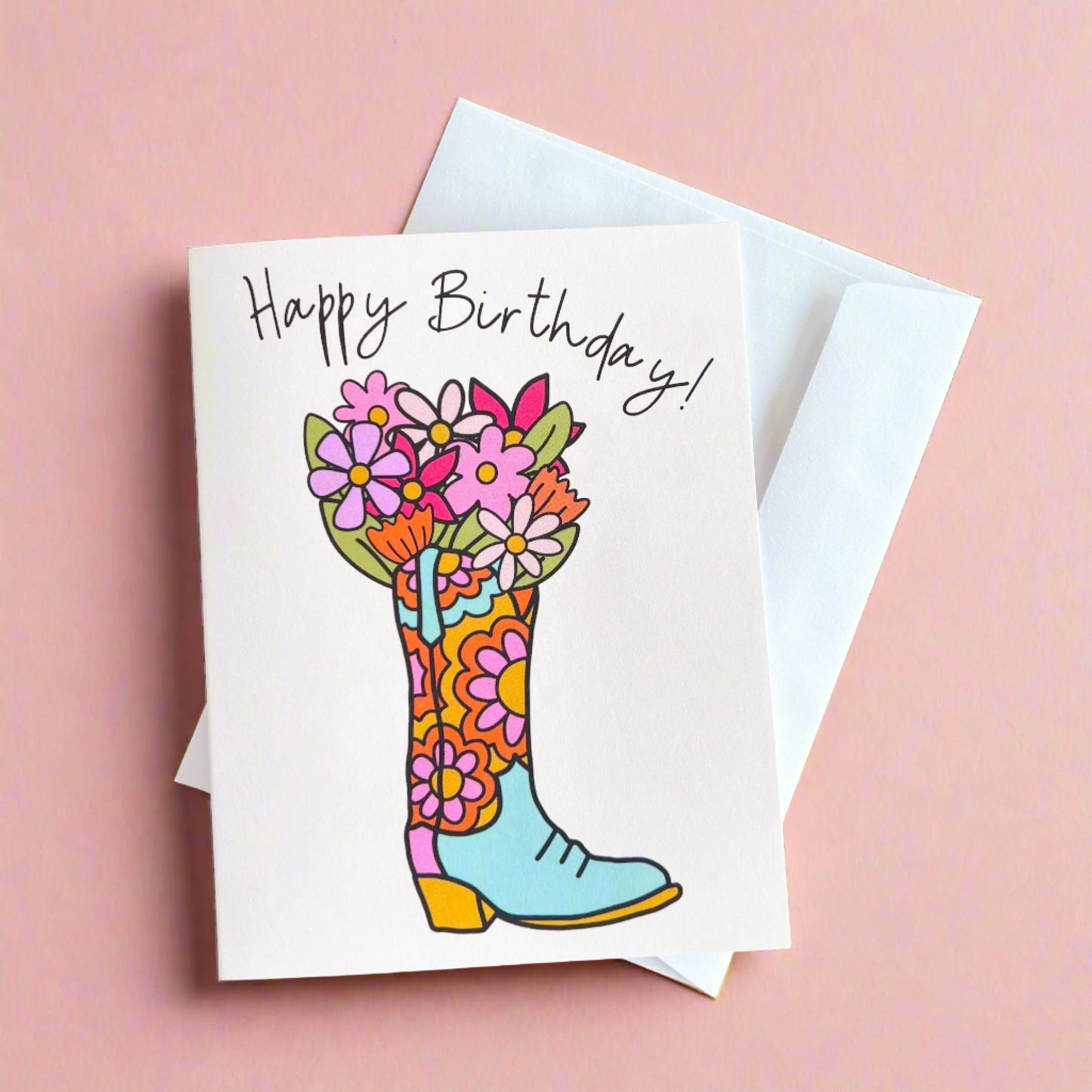 Greeting Card - Happy Birthday Boot Bouquet