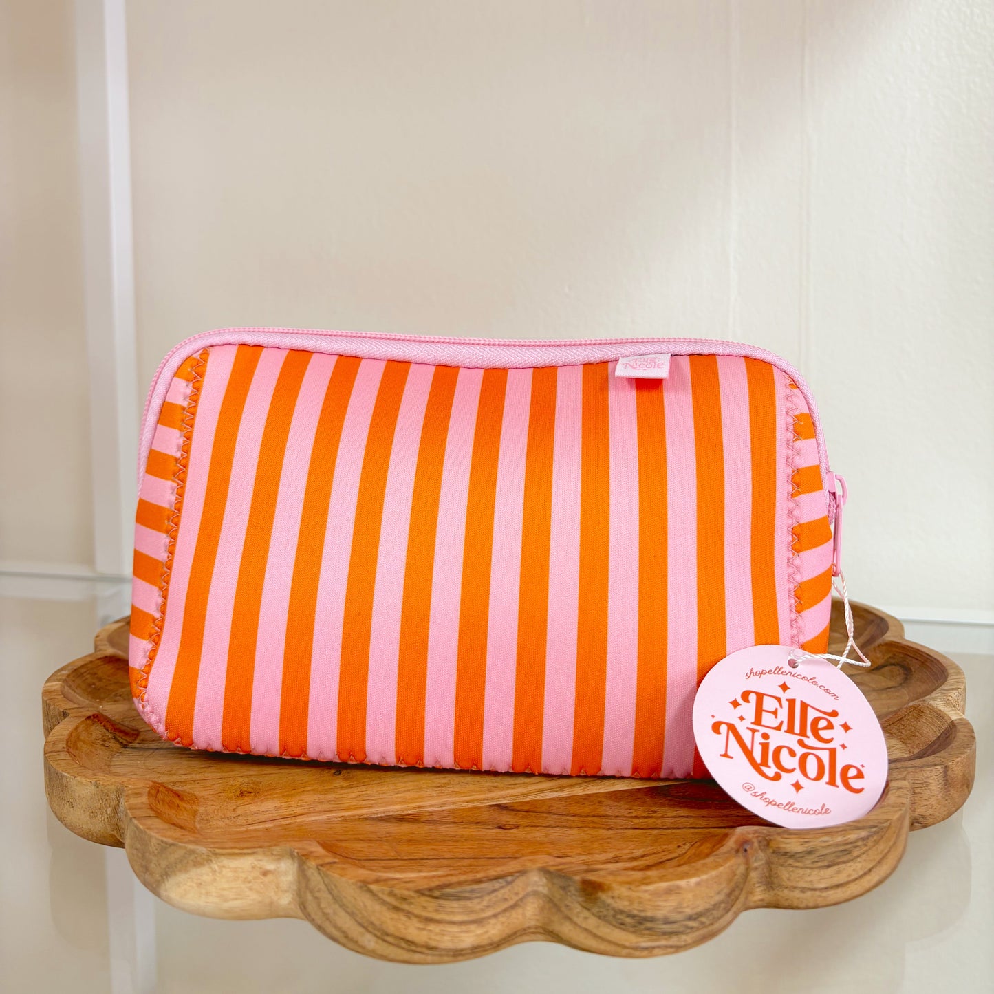 Cosmetic Bag - Pink & Orange Stripes