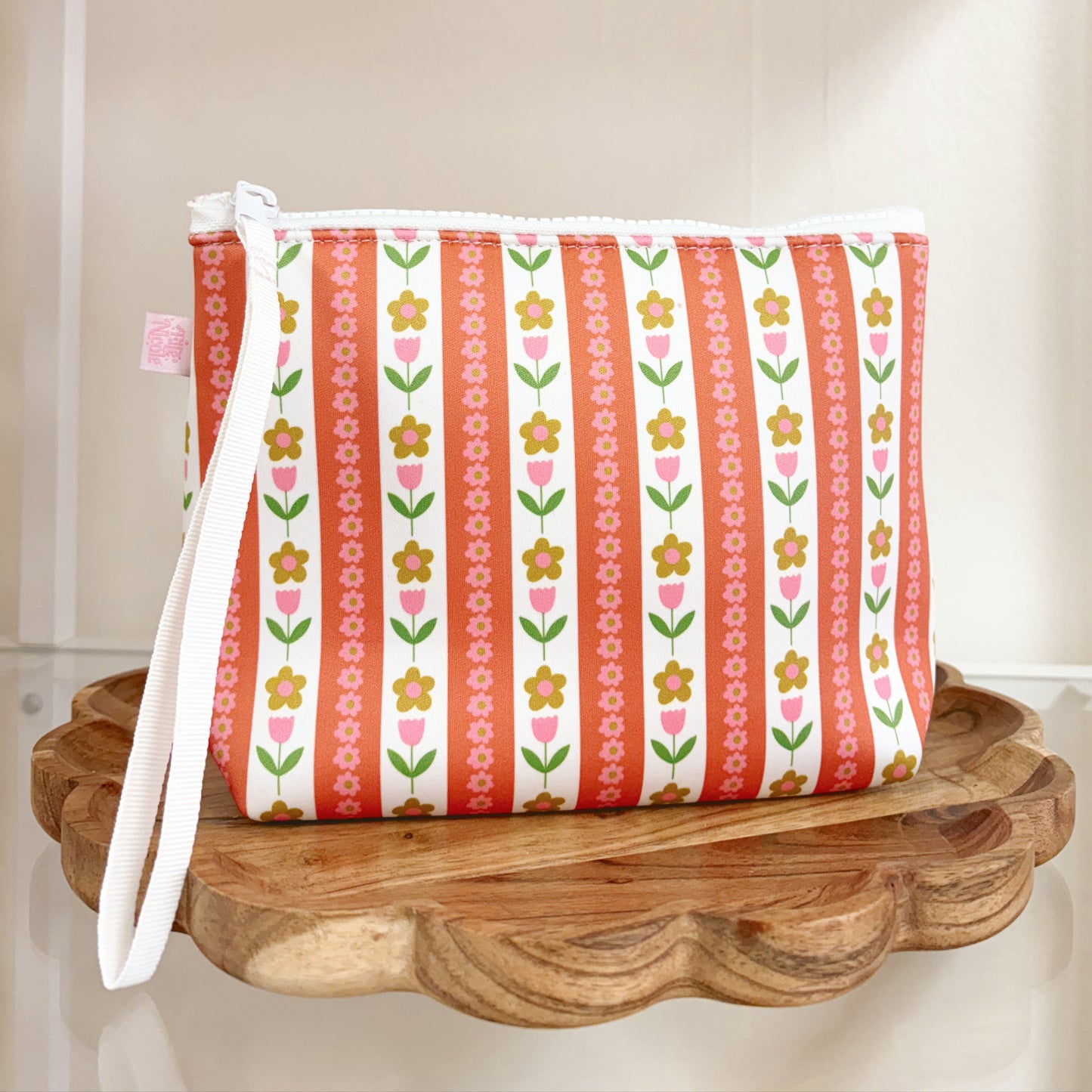 Cosmetic Bag With Wrist Strap - Tulip Stripes