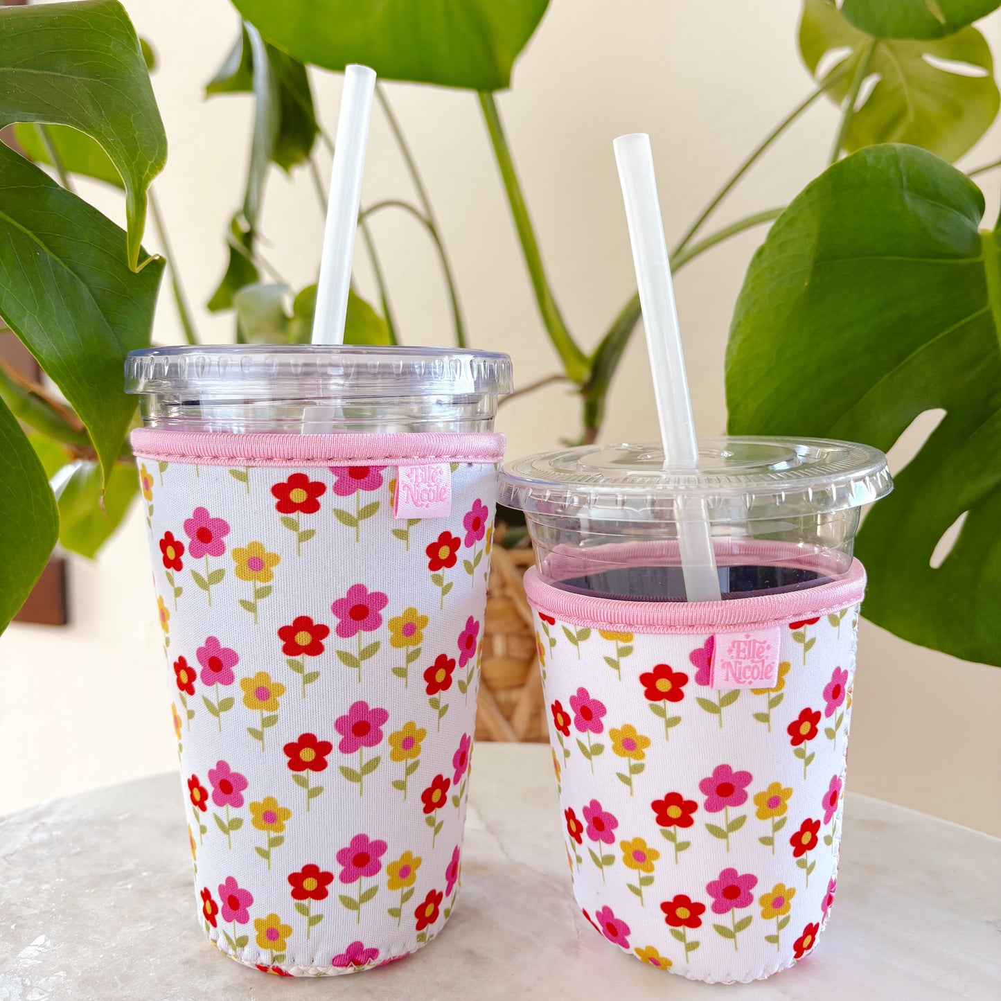 Coffee Cup Cover - Mod Floral - Iced Drink Sleeve
