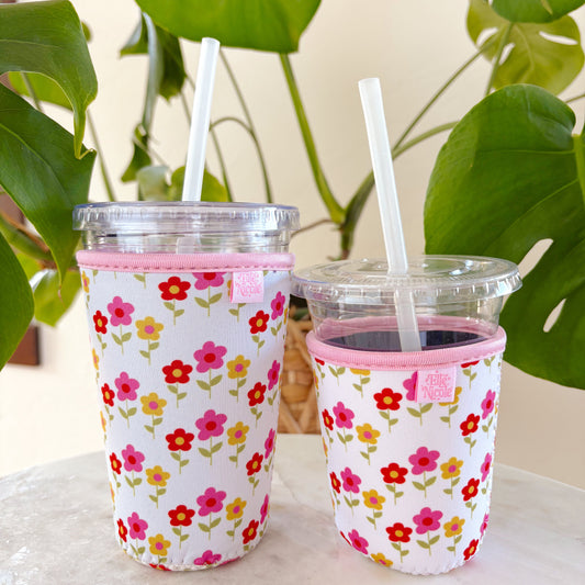 Coffee Cup Cover - Mod Floral - Iced Drink Sleeve