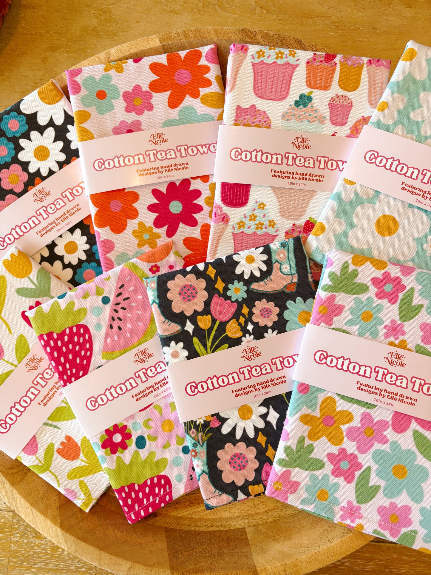 Cotton Tea Towel - Blue Daisies *new and improved*