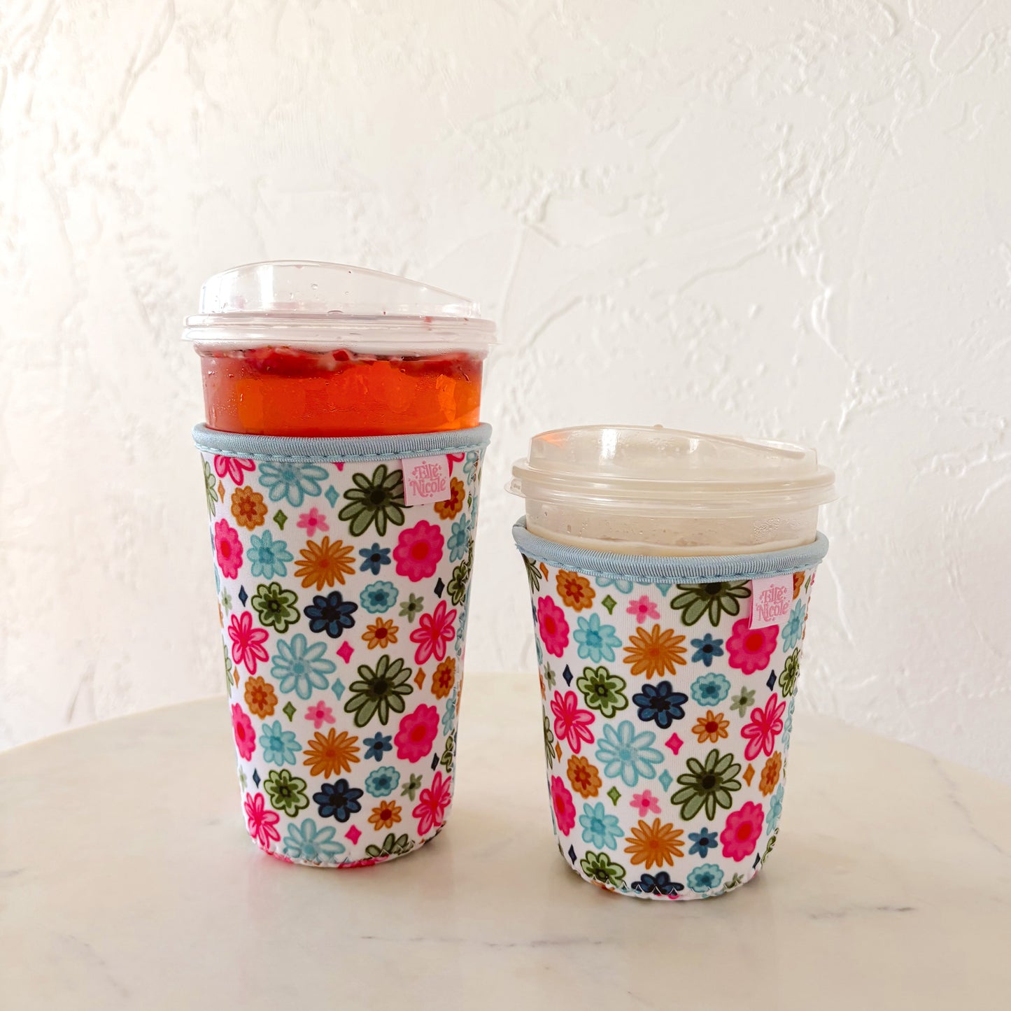 Coffee Cup Cover - Watercolor Florals - Iced Drink Sleeve
