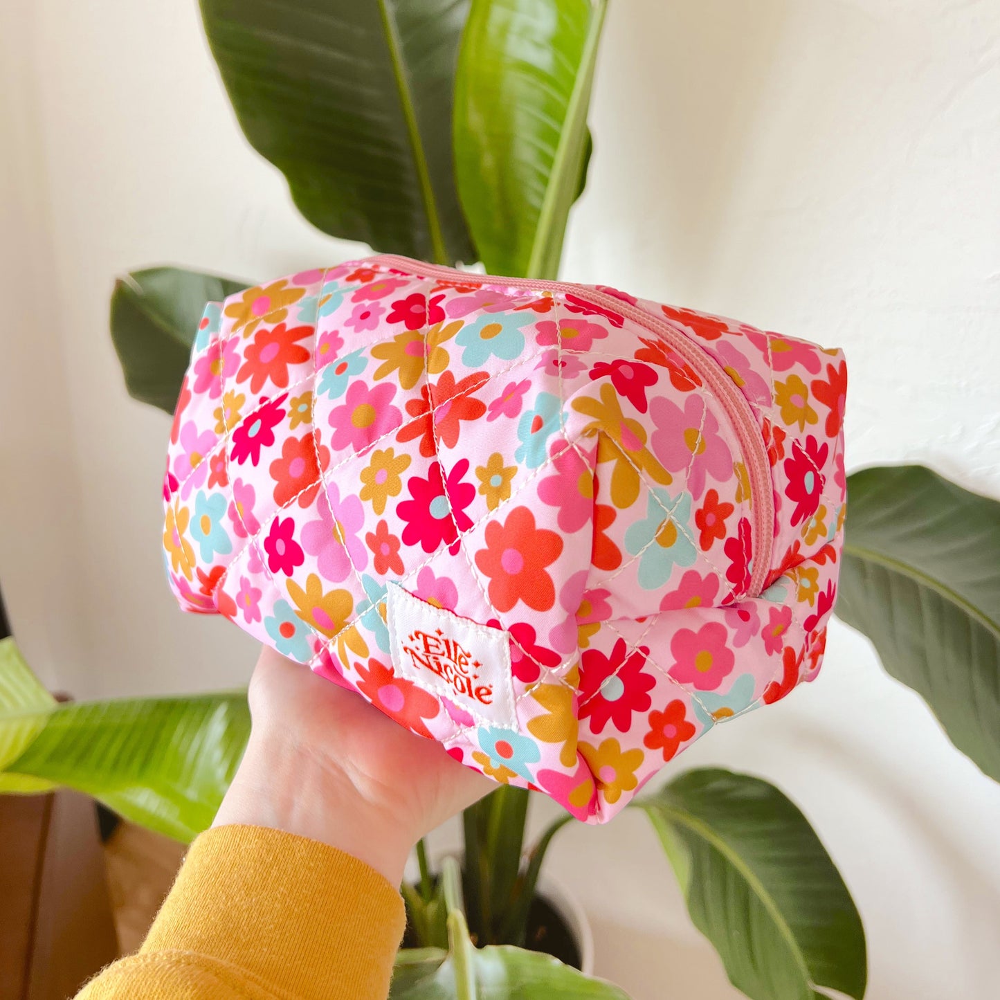 Quilted Cosmetic / Pencil Bag - Retro Florals