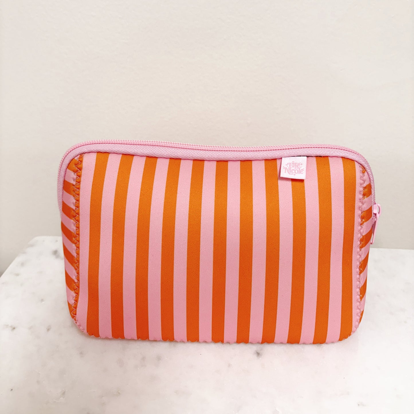 Cosmetic Bag - Pink & Orange Stripes