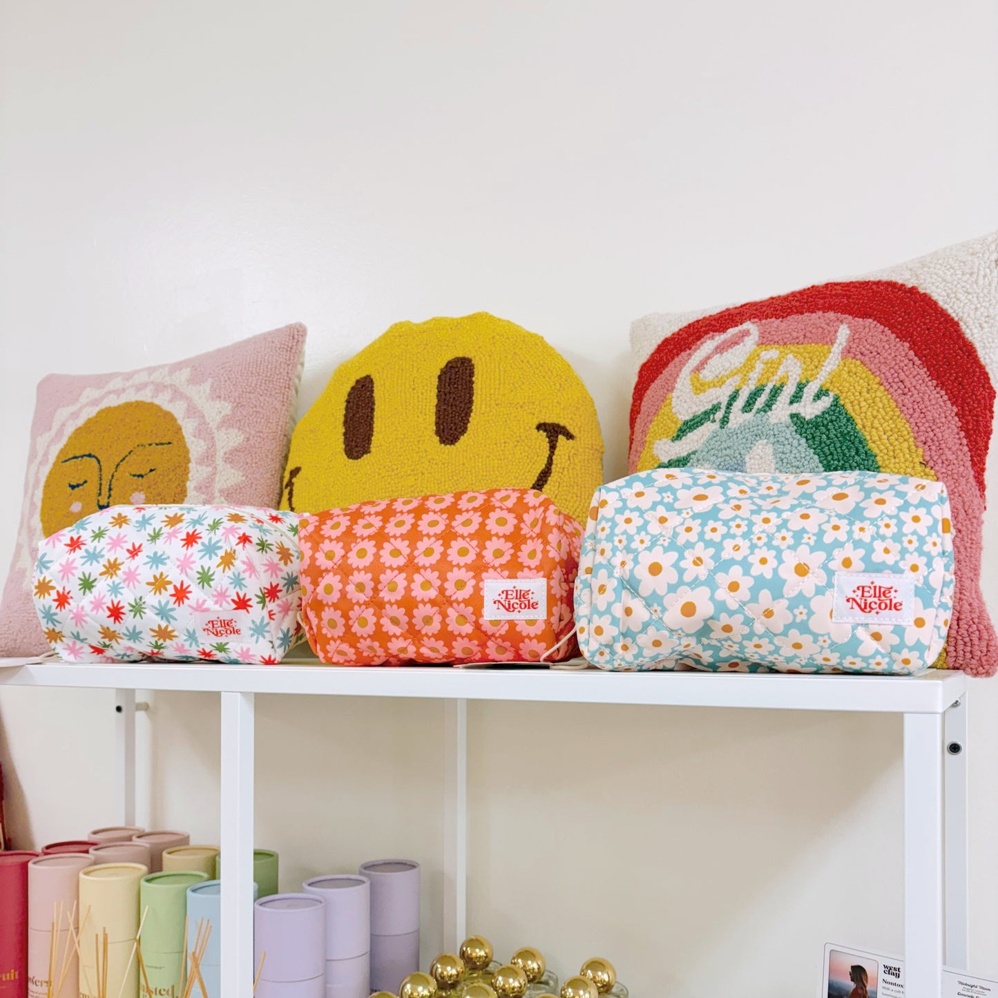 Quilted Cosmetic / Pencil Bag - Rainbow Stars