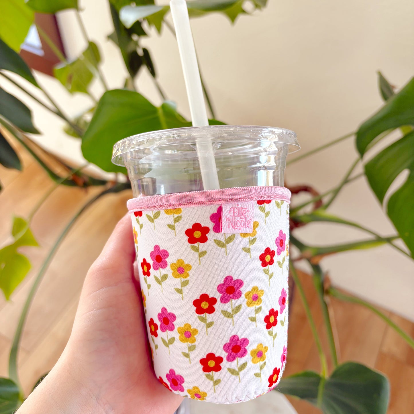 Coffee Cup Cover - Mod Floral - Iced Drink Sleeve