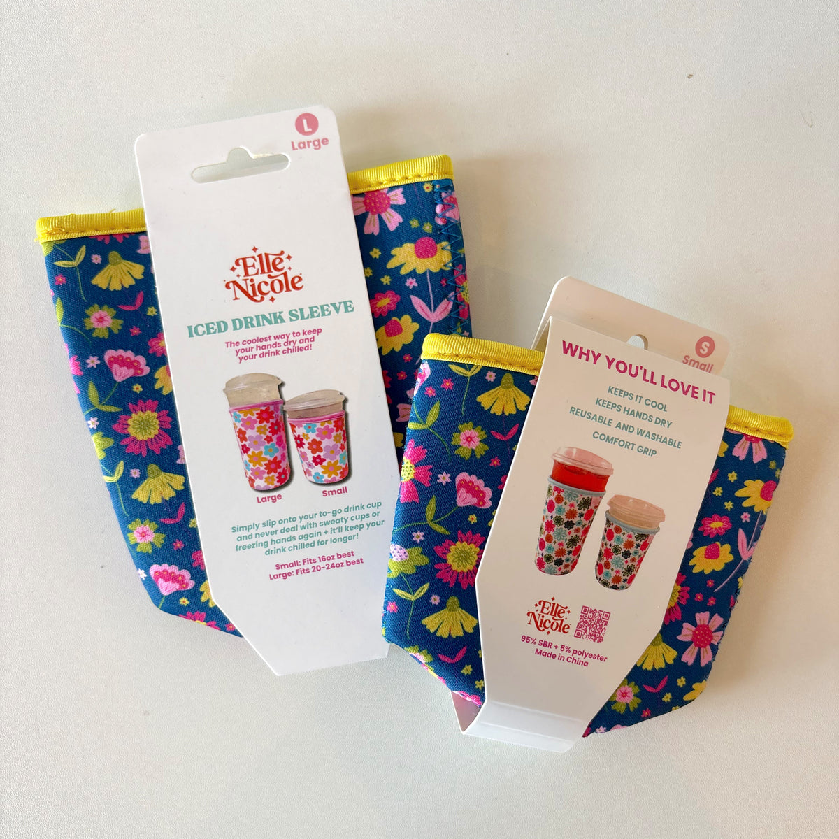 Coffee Cup Cover - Midnight Summer Blooms - Iced Drink Sleeve