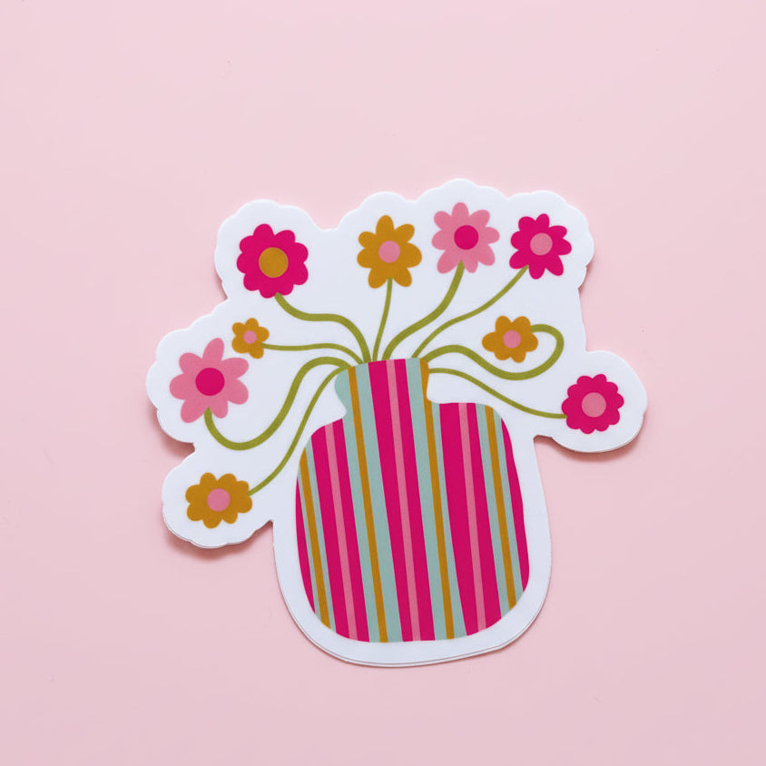 Groovy Striped Flower Arrangement Sticker
