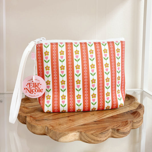 Cosmetic Bag With Wrist Strap - Tulip Stripes