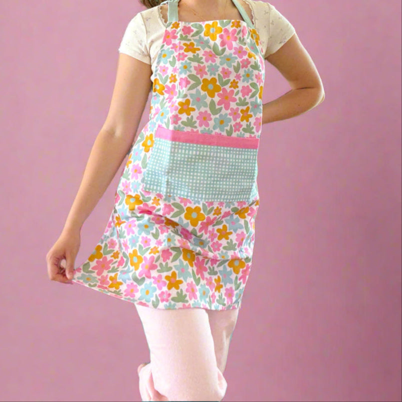 100% Cotton Apron - Sage Bloom