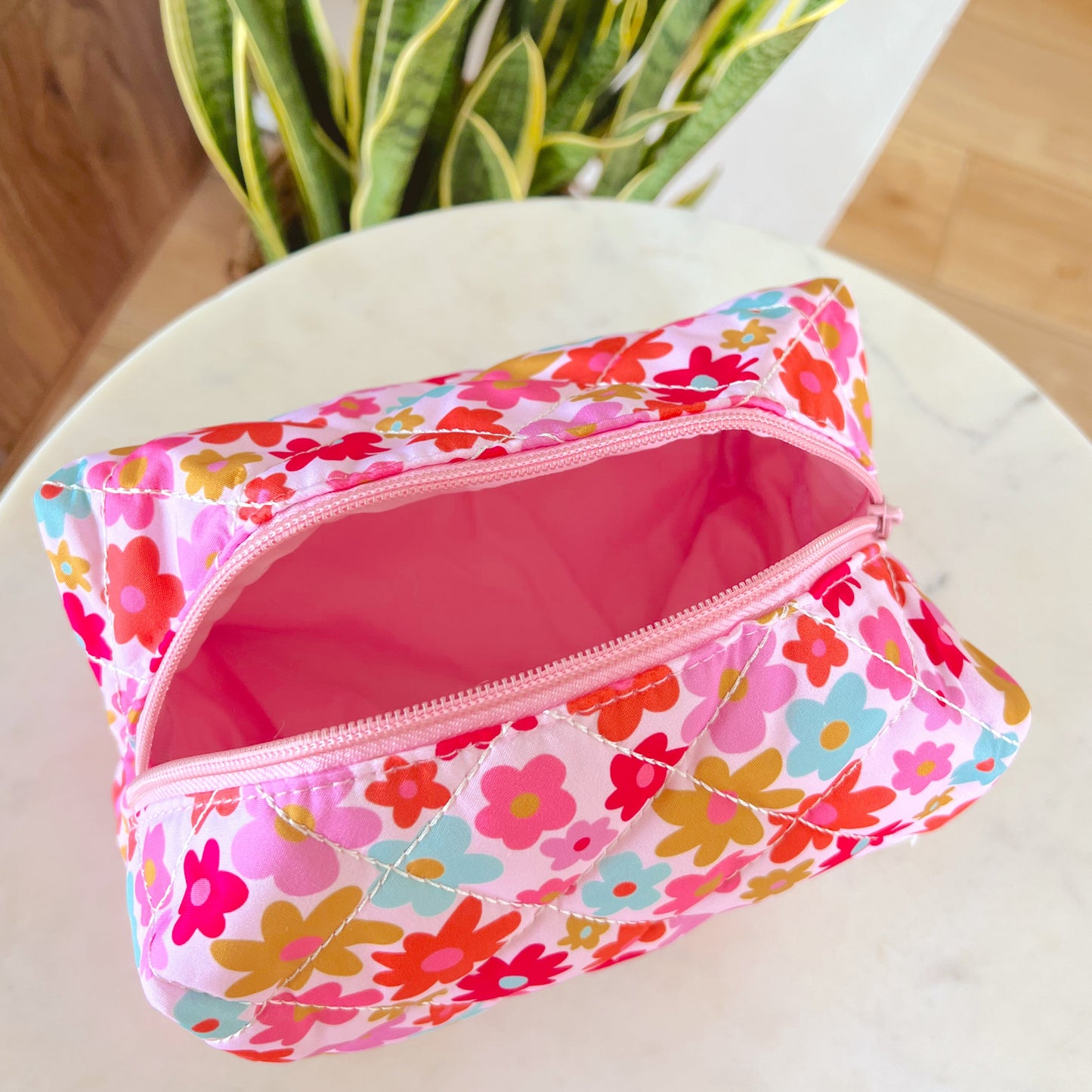 Quilted Cosmetic / Pencil Bag - Retro Florals