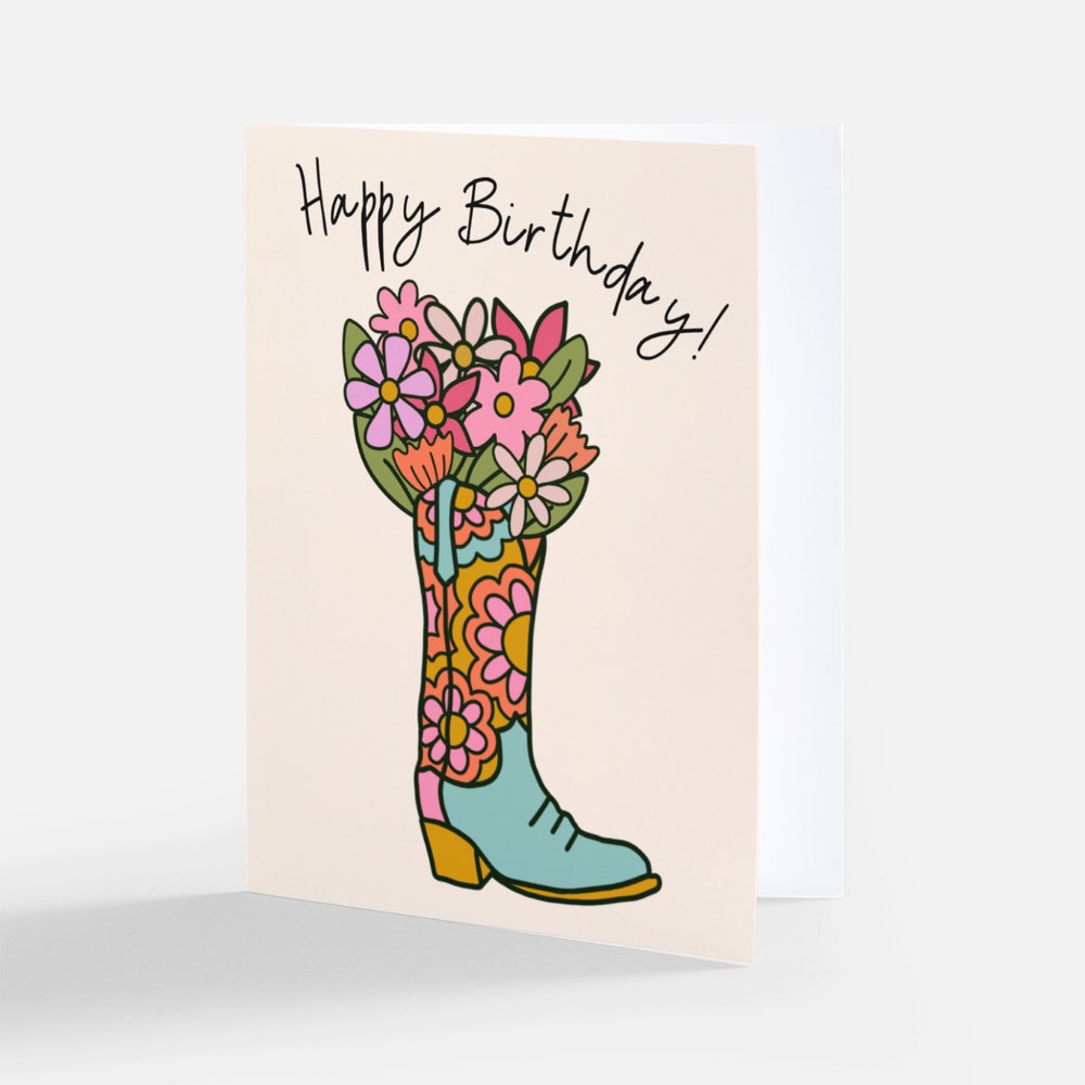 Greeting Card - Happy Birthday Boot Bouquet