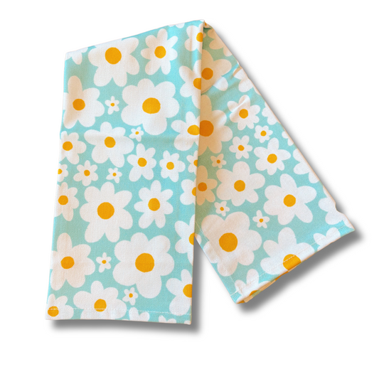 Cotton Tea Towel - Blue Daisies *new and improved*