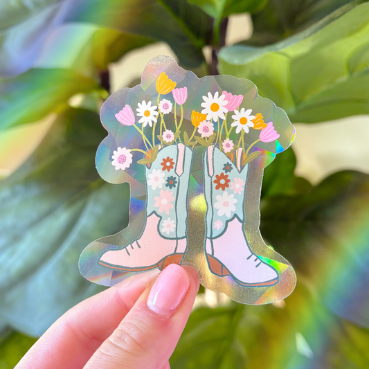 Suncatcher Sticker - Cowgirl Boot Bouquet