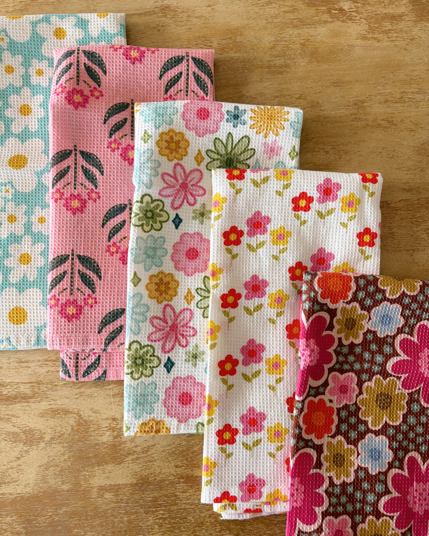 Cotton Waffle Weave Tea Towel - Mod Floral