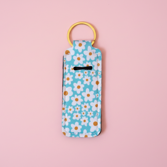 Lip Balm Keychain Holder - Blue Daisy