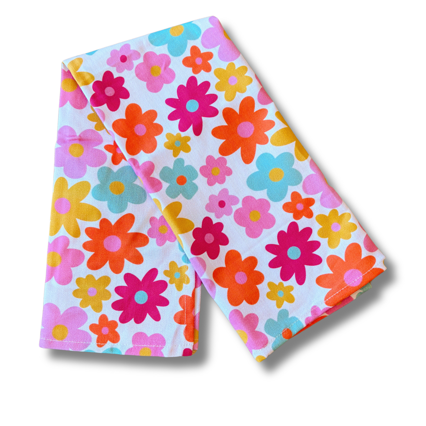 Cotton Tea Towel - Retro Florals *new and improved!*