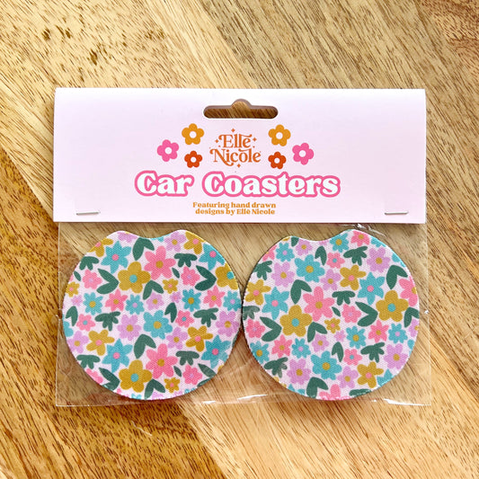 Car Cupholder Coasters - Sage Bloom