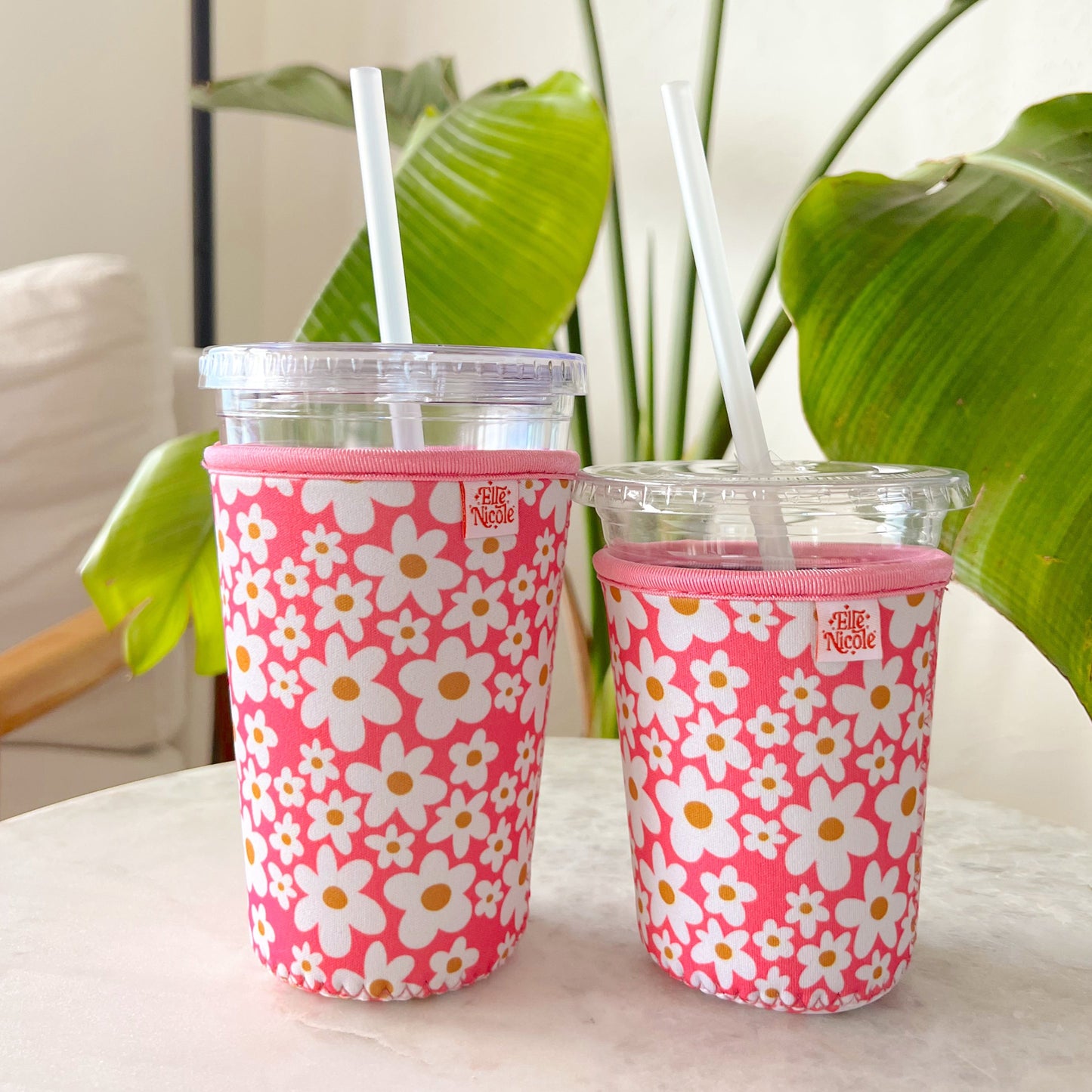 Coffee Cup Cover - Pink Daisy