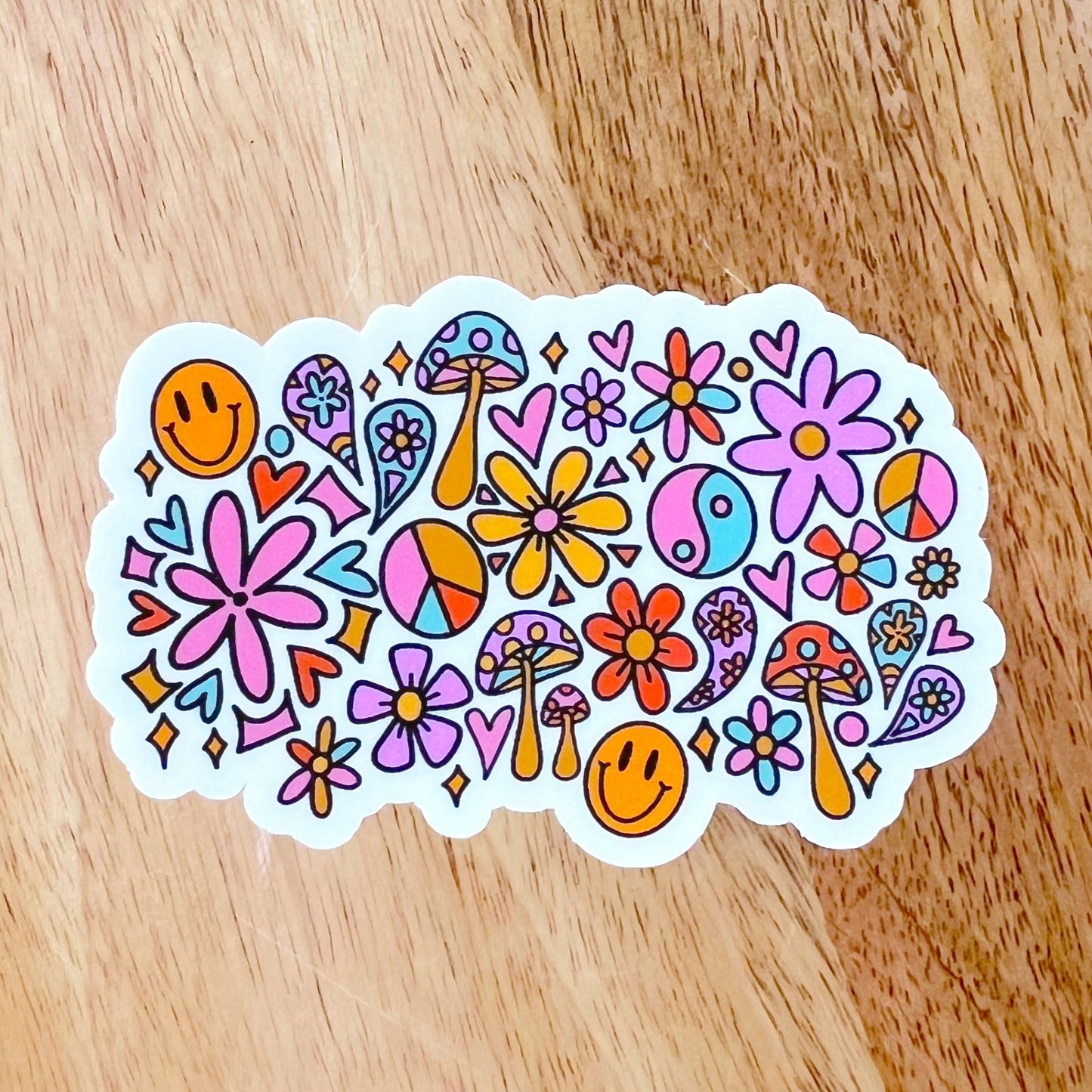 Funky Flower Doodle Sticker
