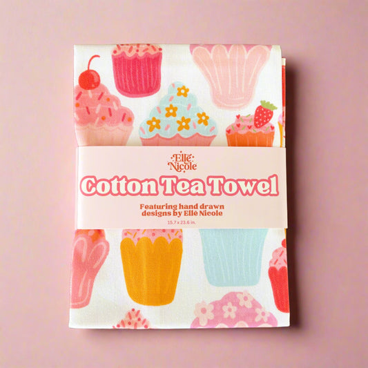 Cotton Tea Towel - Cupcakes