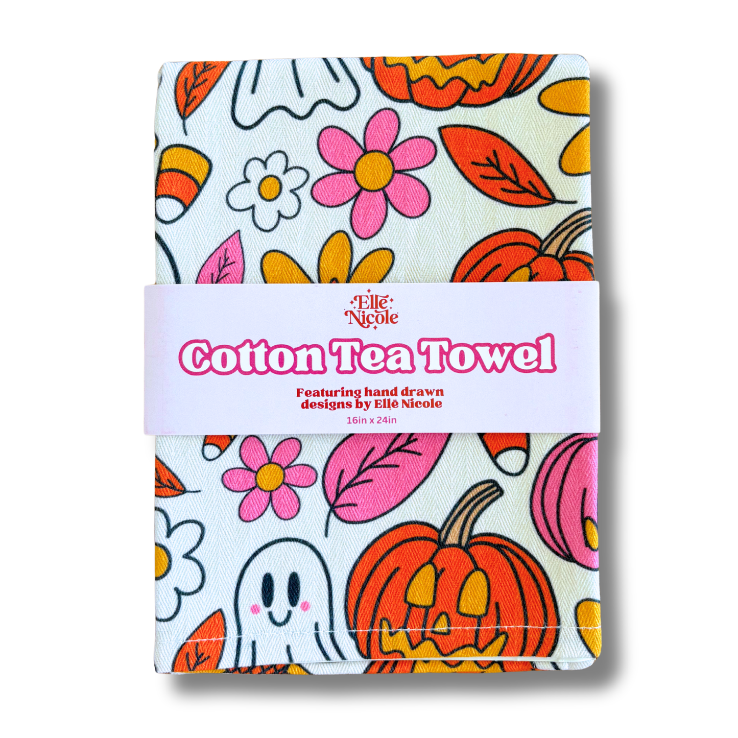 Cotton Tea Towel - Spooky Doodle