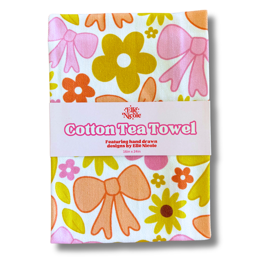 Cotton Tea Towel - Fall Bows