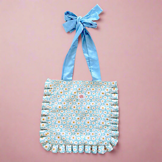 Bow Tote Bag - Blue Daisy