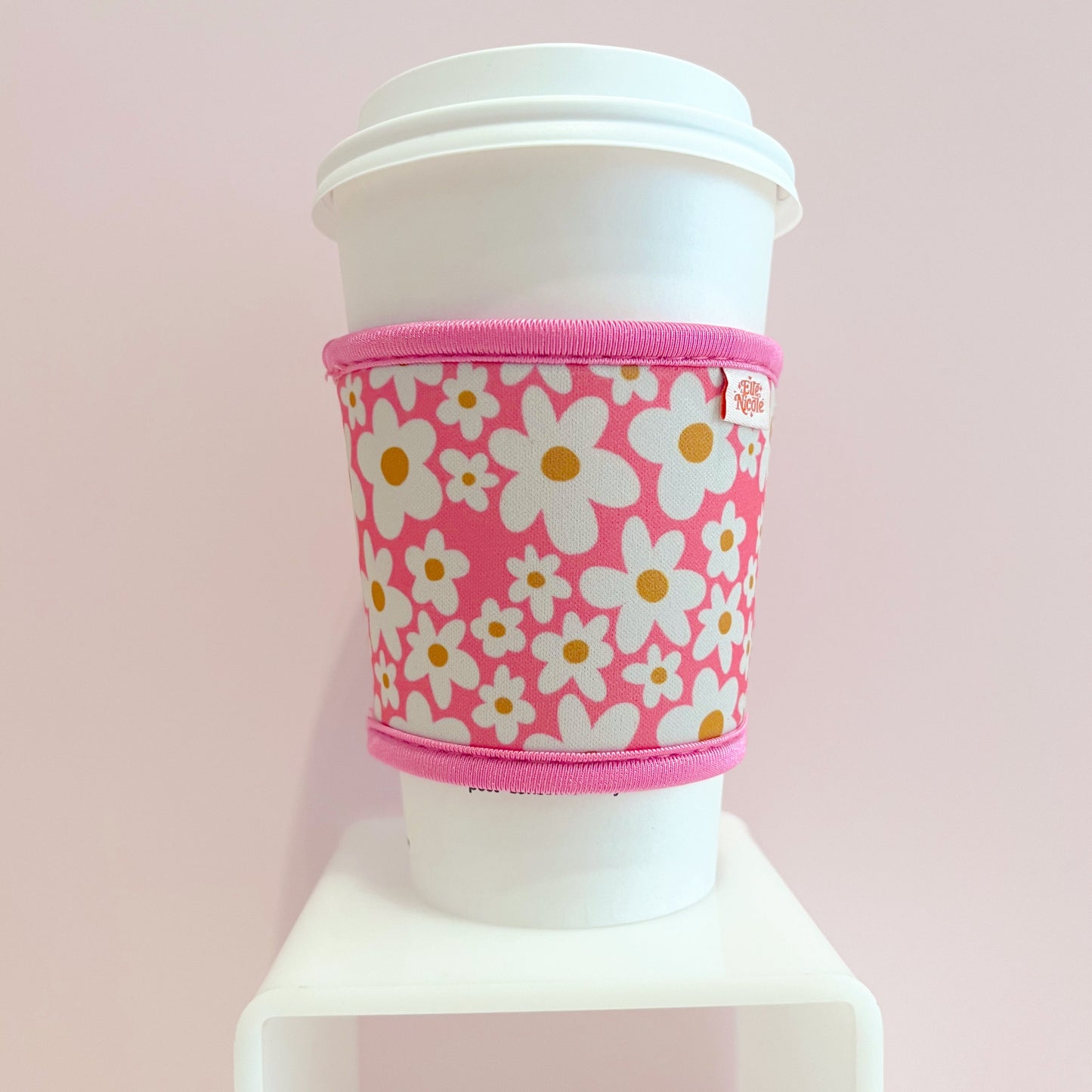 Hot Coffee Cup Sleeve - Pink Daisy