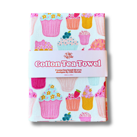 Cotton Tea Towel - Cupcakes *new and improved*