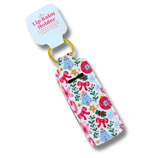 Lip Balm Keychain Holder - Vintage Christmas