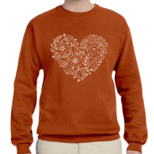 Fall Doodle Sweatshirt - Orange - Pre-order