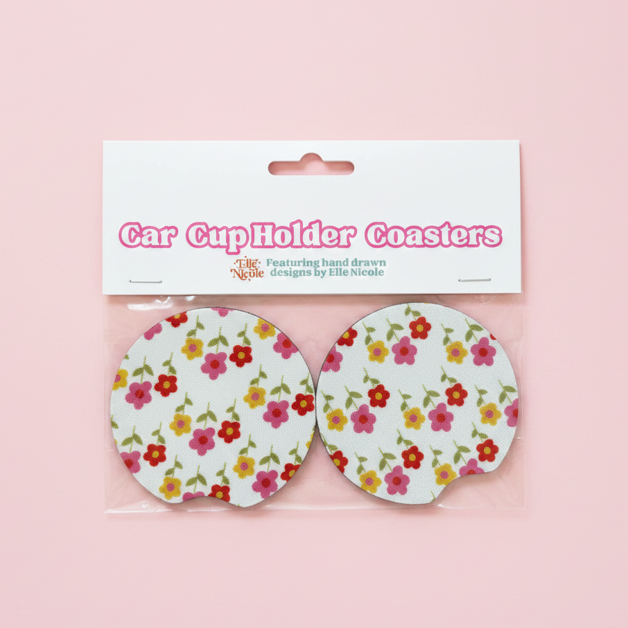 Car Cupholder Coasters - Mod Floral