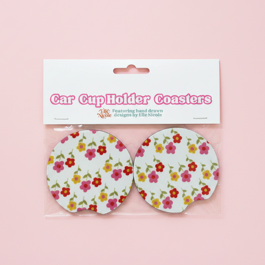 Car Cupholder Coasters - Mod Floral
