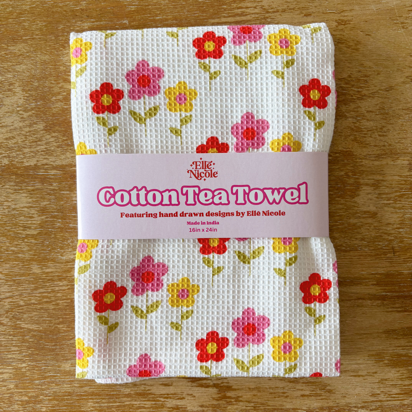 Cotton Waffle Weave Tea Towel - Mod Floral