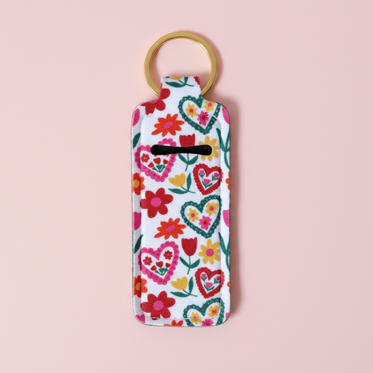 Lip Balm Keychain Holder - Floral Love